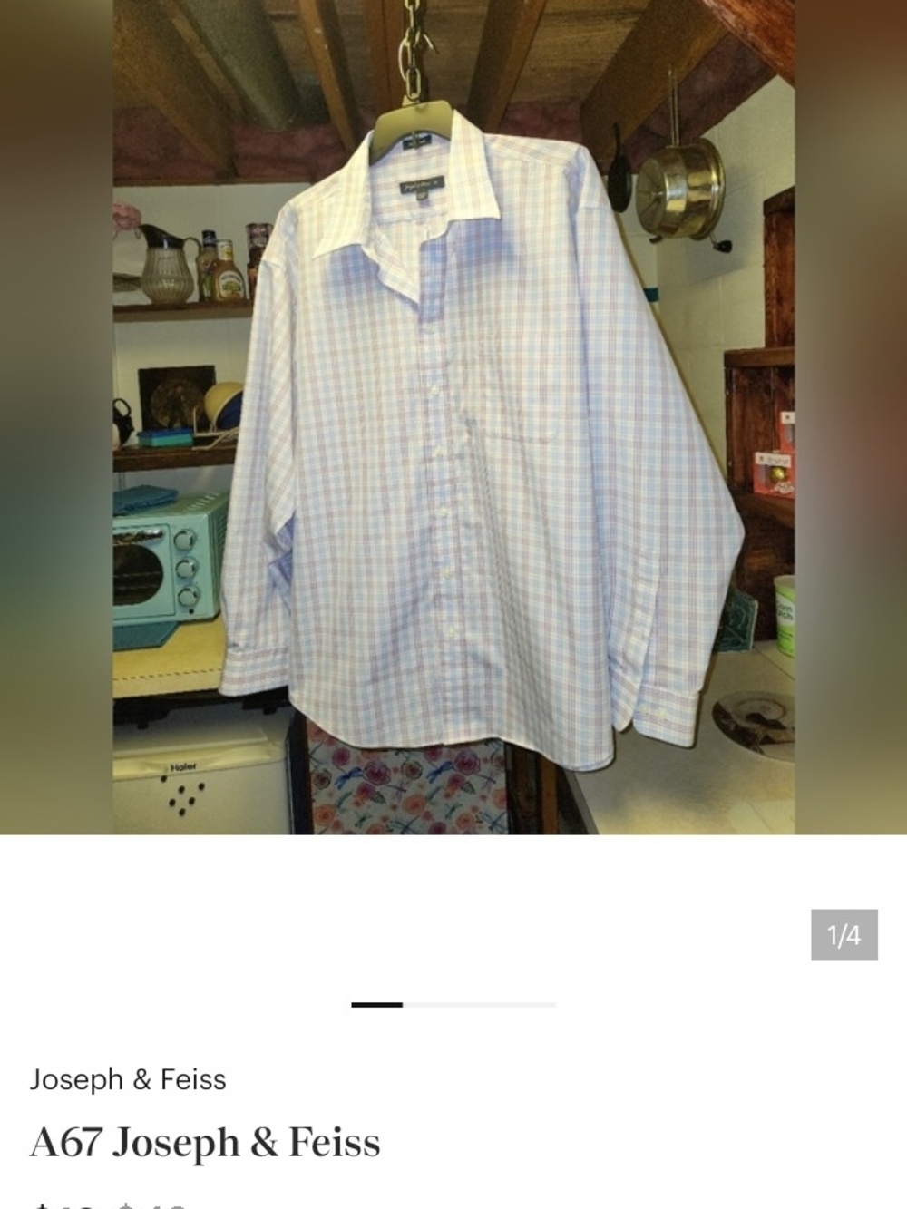 Joseph & Feiss Light Blue and White Plaid Dress Shirt